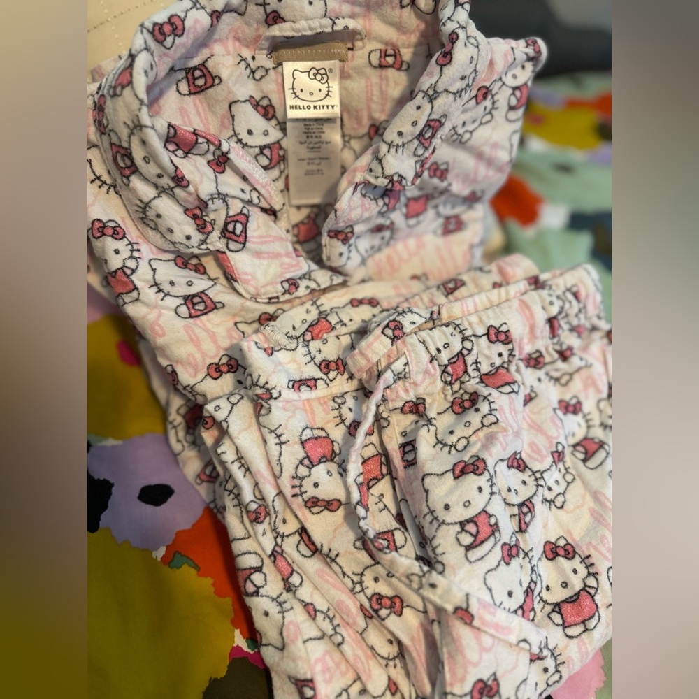 Pottery Barn Teen Hello Kitty Soft Flannel Pajama Set, New, Juniors Large